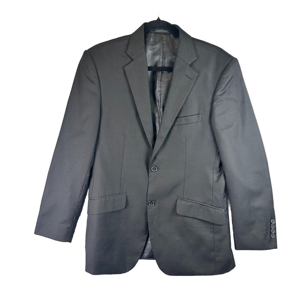 Size 48 Black Label Giorgio Armani Black 100% Wool Sport Coat Jacket Blazer